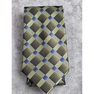 Insignia by Martin Wong 100%‎ Silk Tie Geometric Pattern Illusion Green Blue